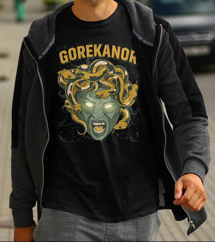 Gorekanor Medusa Snakes Glowing Eyes T-Shirt
