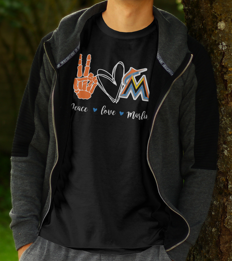 Peace Love Miami Marlins T-Shirt