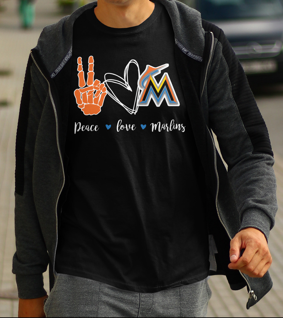 Peace Love Miami Marlins T-Shirt