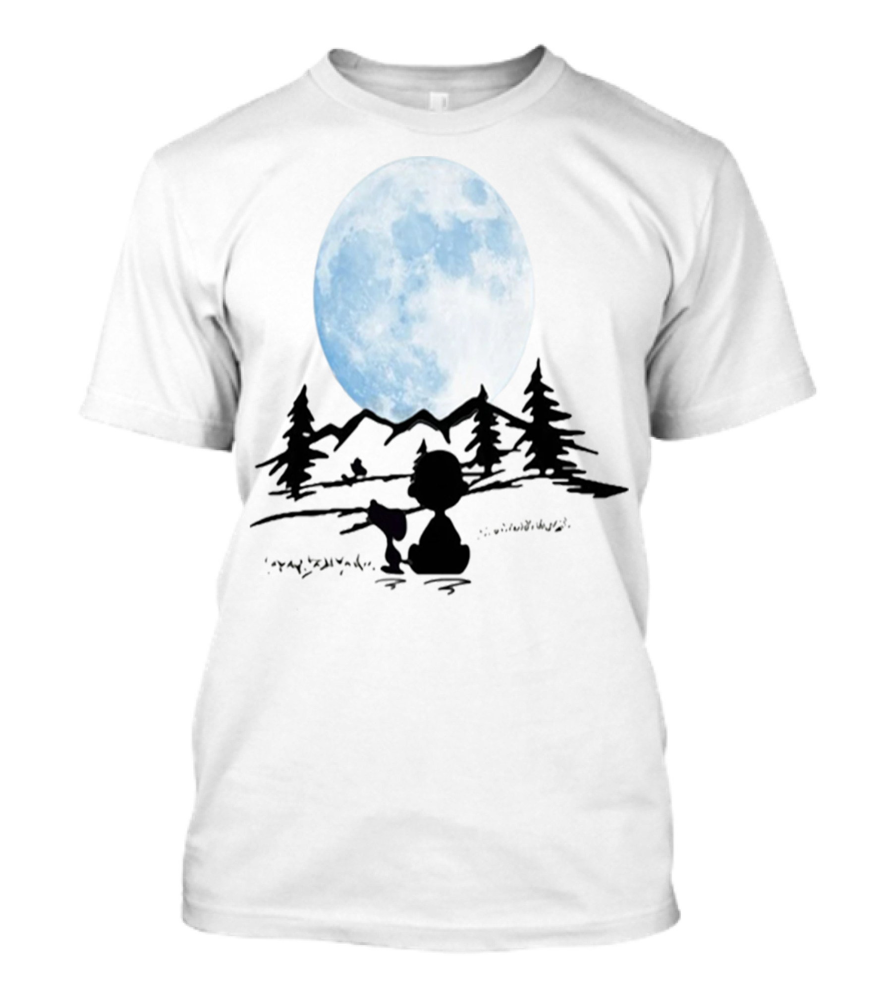 Snoopy And Charlie Brown Camping Under Full Moon T-Shirt