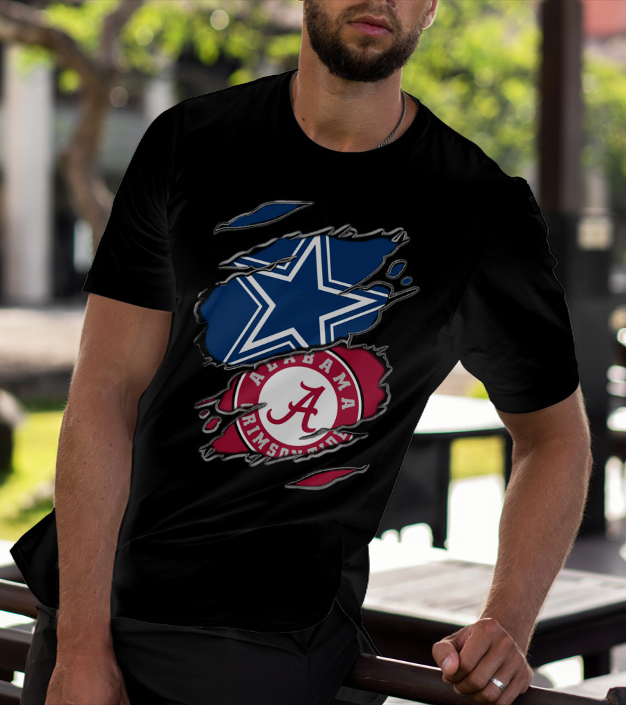 Dallas Cowboys Star Alabama Crimson Tide Crimson And White T-Shirt