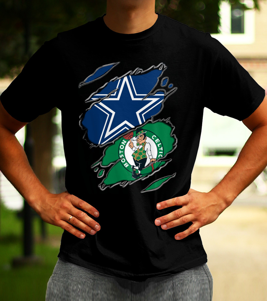 Dallas Cowboys And Boston Celtics Sports Fans Unite T-Shirt