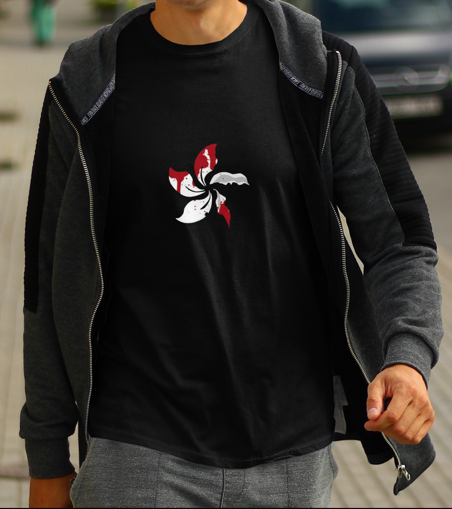 Free Hong Kong Blooms Bloodied Flag Flower T-Shirt