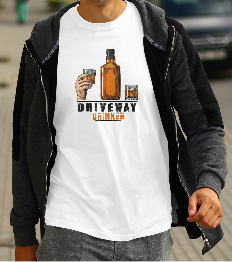 Driveway Drinker Whiskey Bottle And Glasses T-Shirt