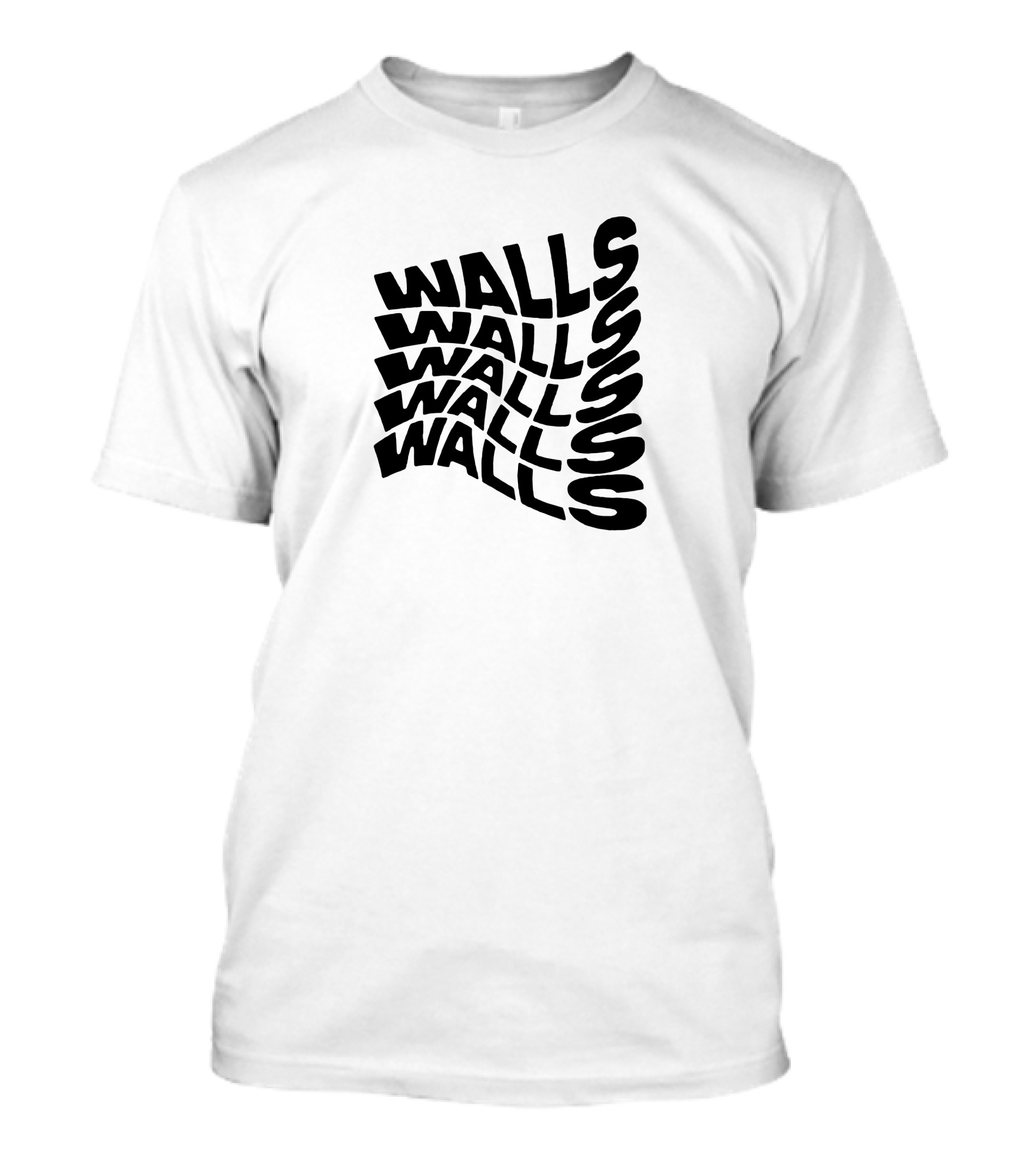 Wavy Black Walls Text Distortion T-Shirt