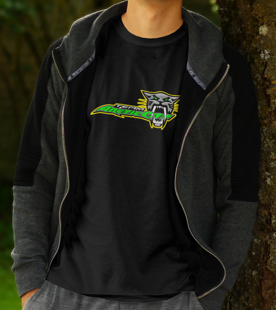 Team Arctic Cat Logo With Fierce Cat Head T-Shirt