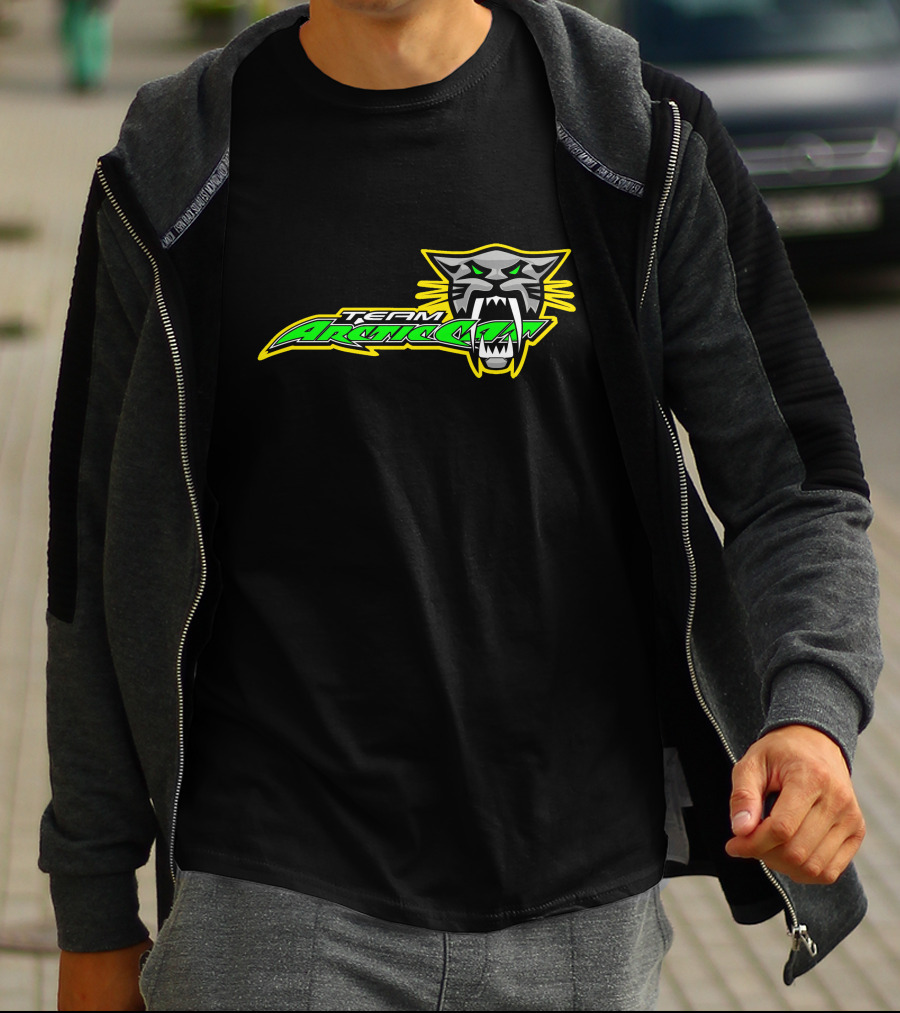 Team Arctic Cat Logo With Fierce Cat Head T-Shirt