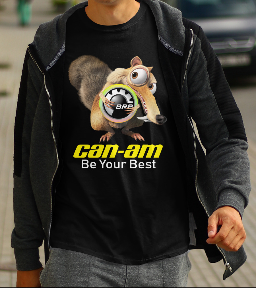 Can-Am Be Your Best BRP Scrat Holding Wheel T-Shirt