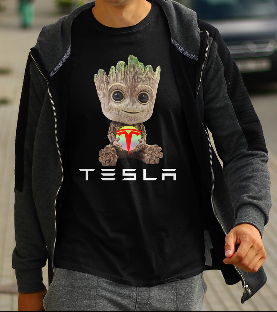 TESLA Groot Holding Logo Balls T-Shirt