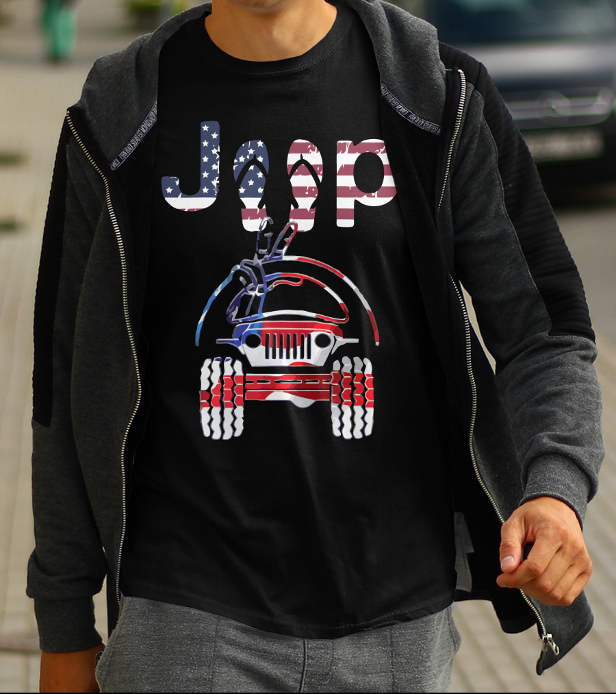 JEEP American Flag Off-Road Adventure T-Shirt