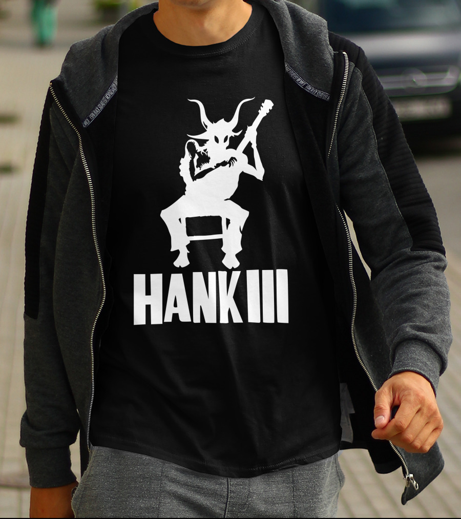 Hank III Goat Demon Playing Guitar T-Shirt