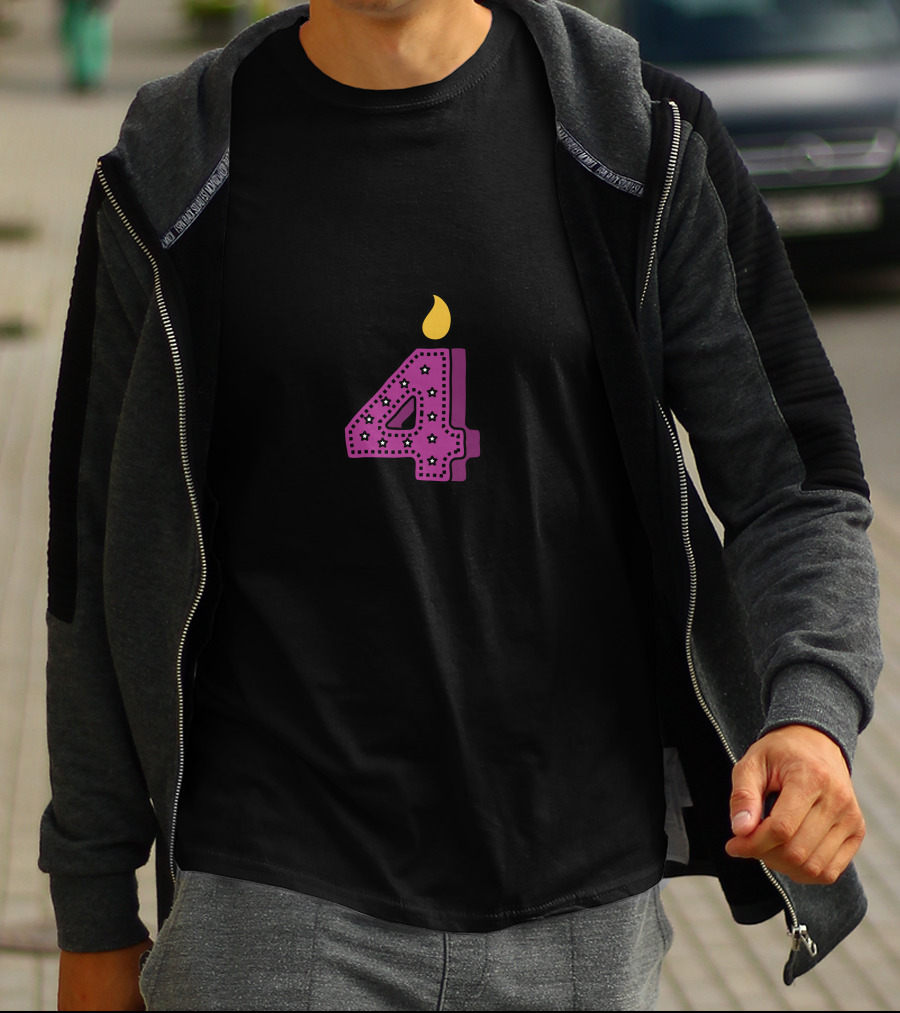 Four Pink Candle With Stars And Flame T-Shirt