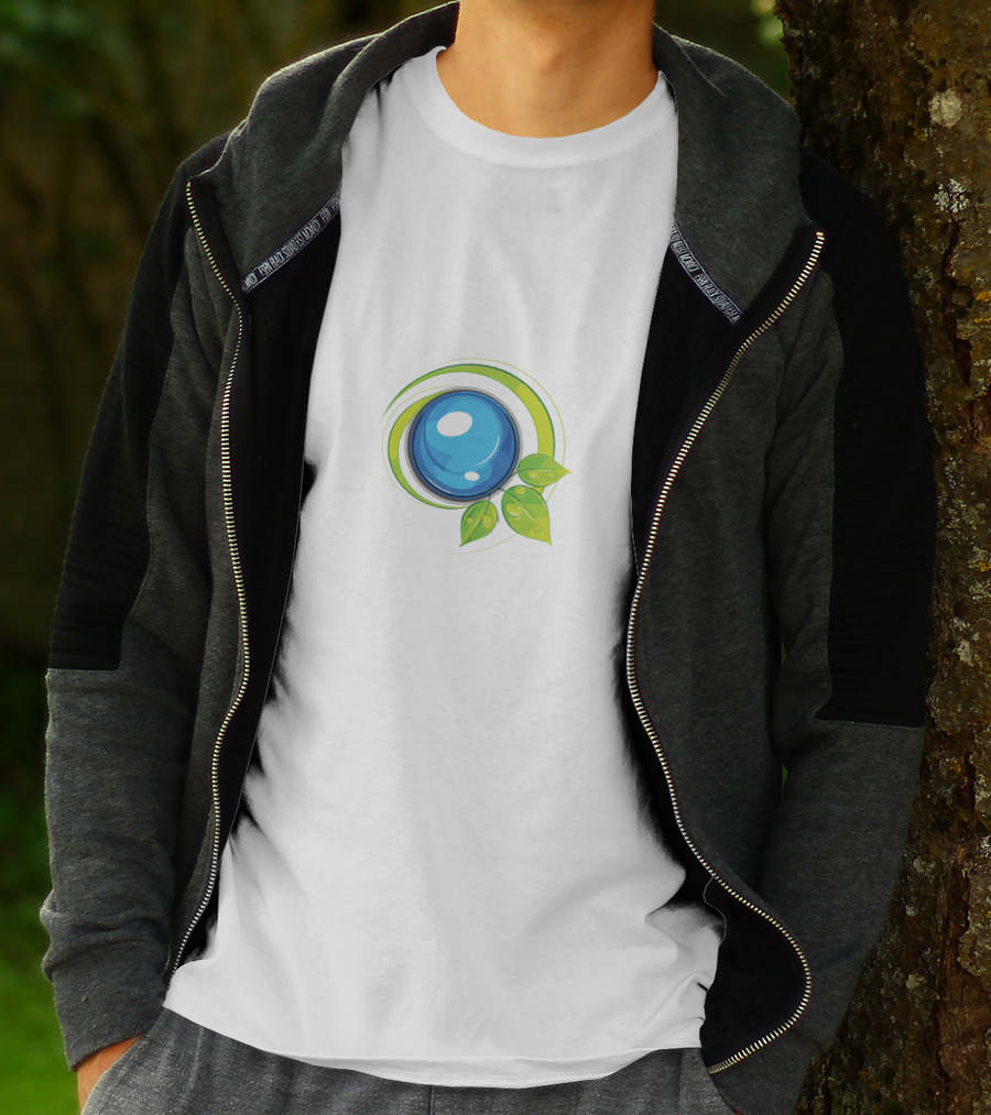 Leafy Blue Orb With Green Leaves T-Shirt