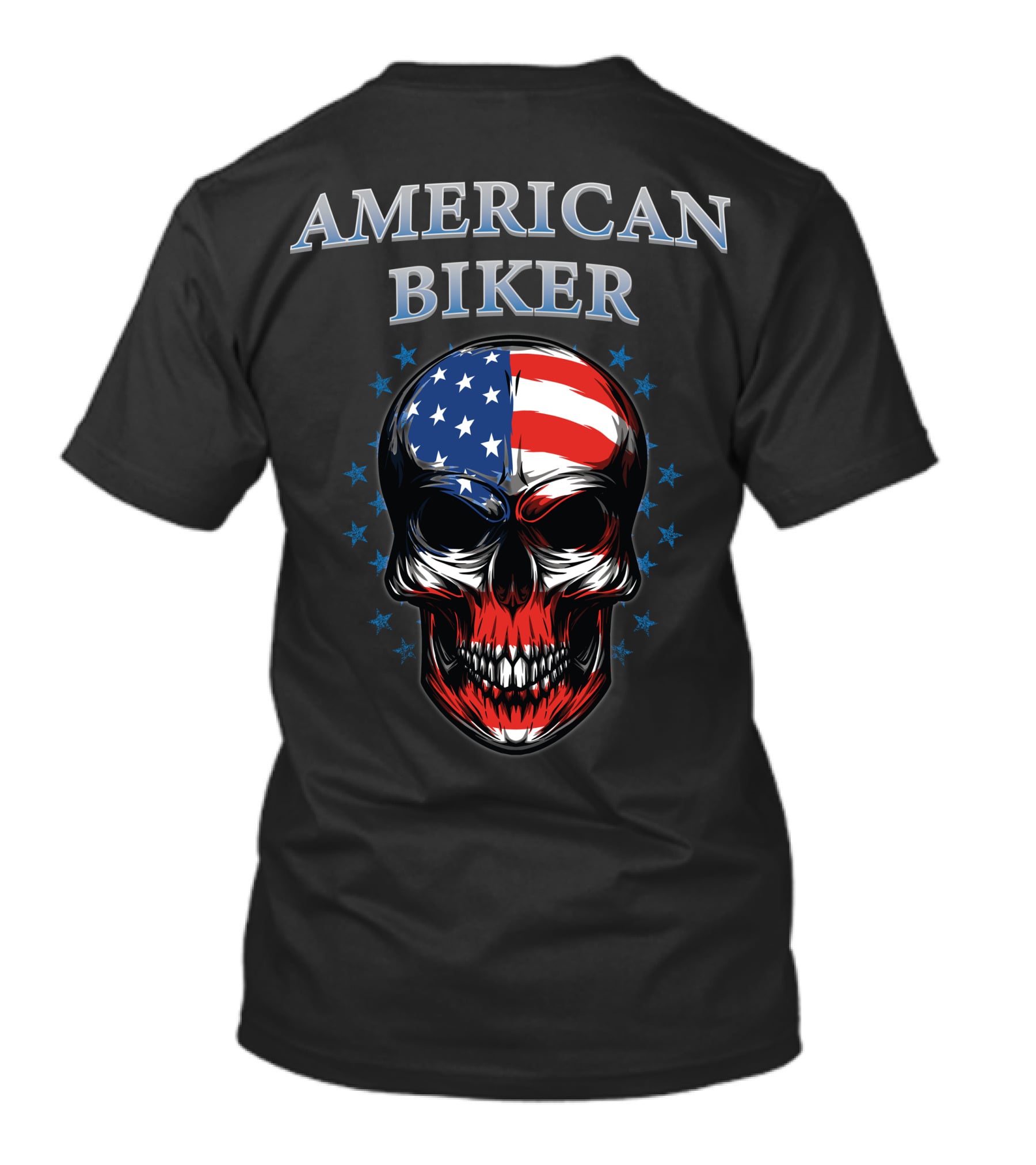 American Biker USA Flag Skull Bike Knight T-Shirt