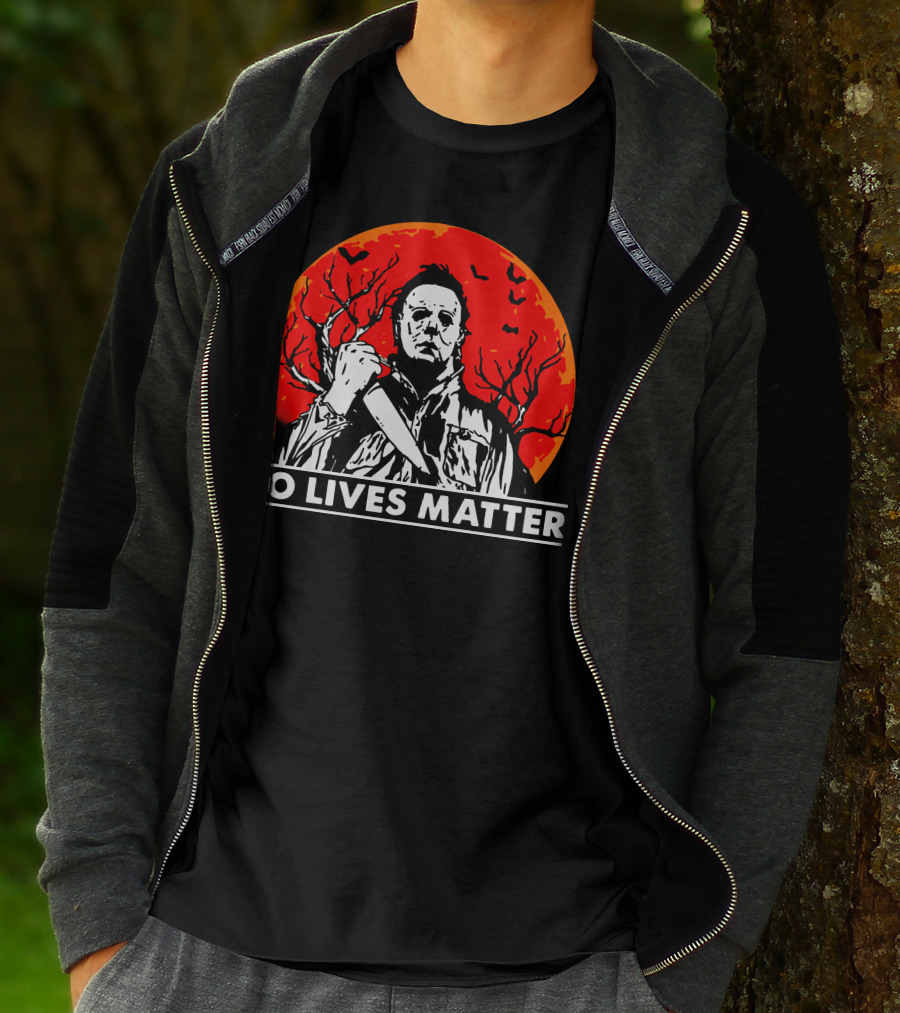 No Lives Matter Michael Myers Halloween Moon Knife Red Full Moon T-Shirt