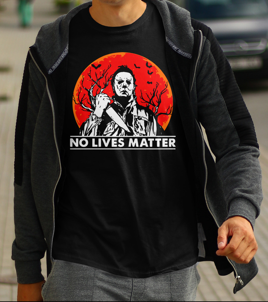 No Lives Matter Michael Myers Halloween Moon Knife Red Full Moon T-Shirt