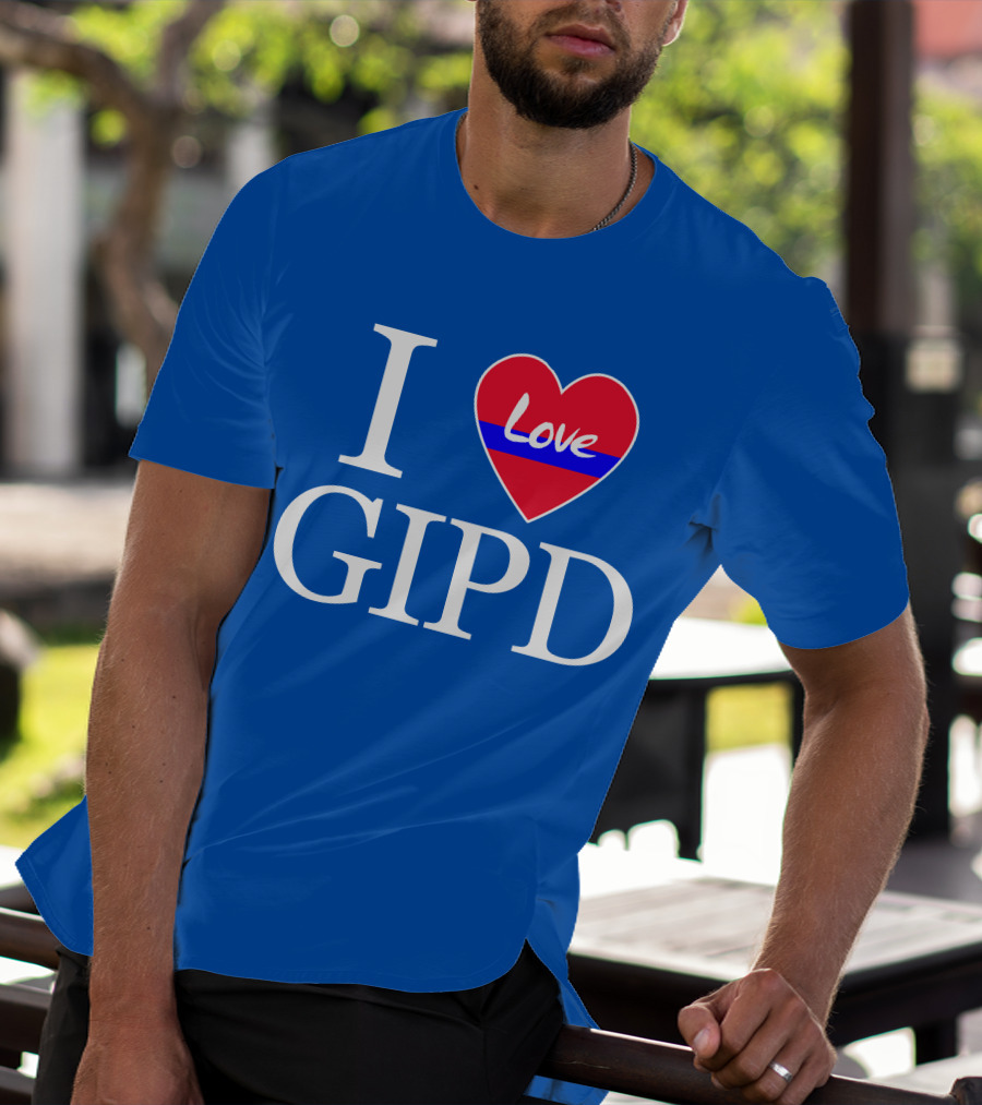 I Love GIPD Heart Symbol Blue Background T-Shirt