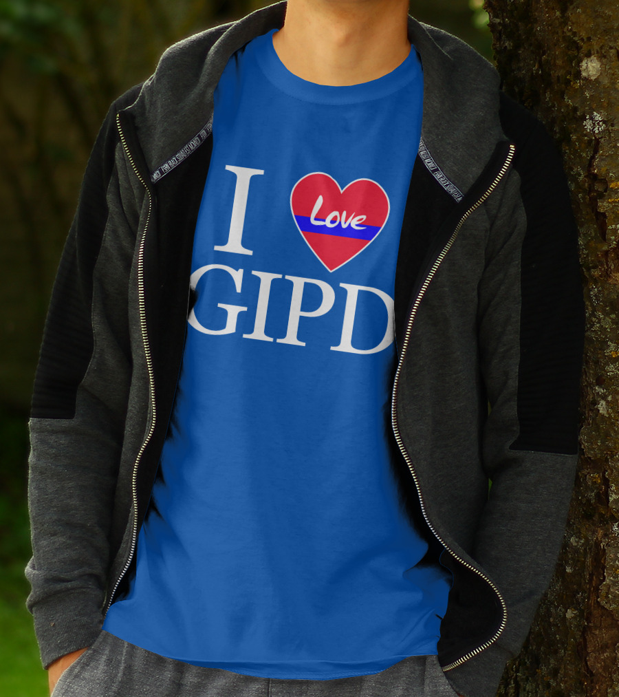 I Love GIPD Heart Symbol Blue Background T-Shirt