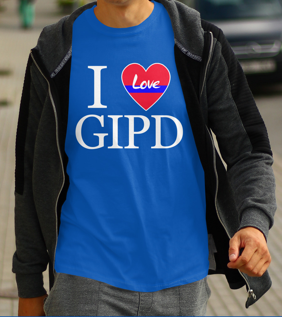 I Love GIPD Heart Symbol Blue Background T-Shirt