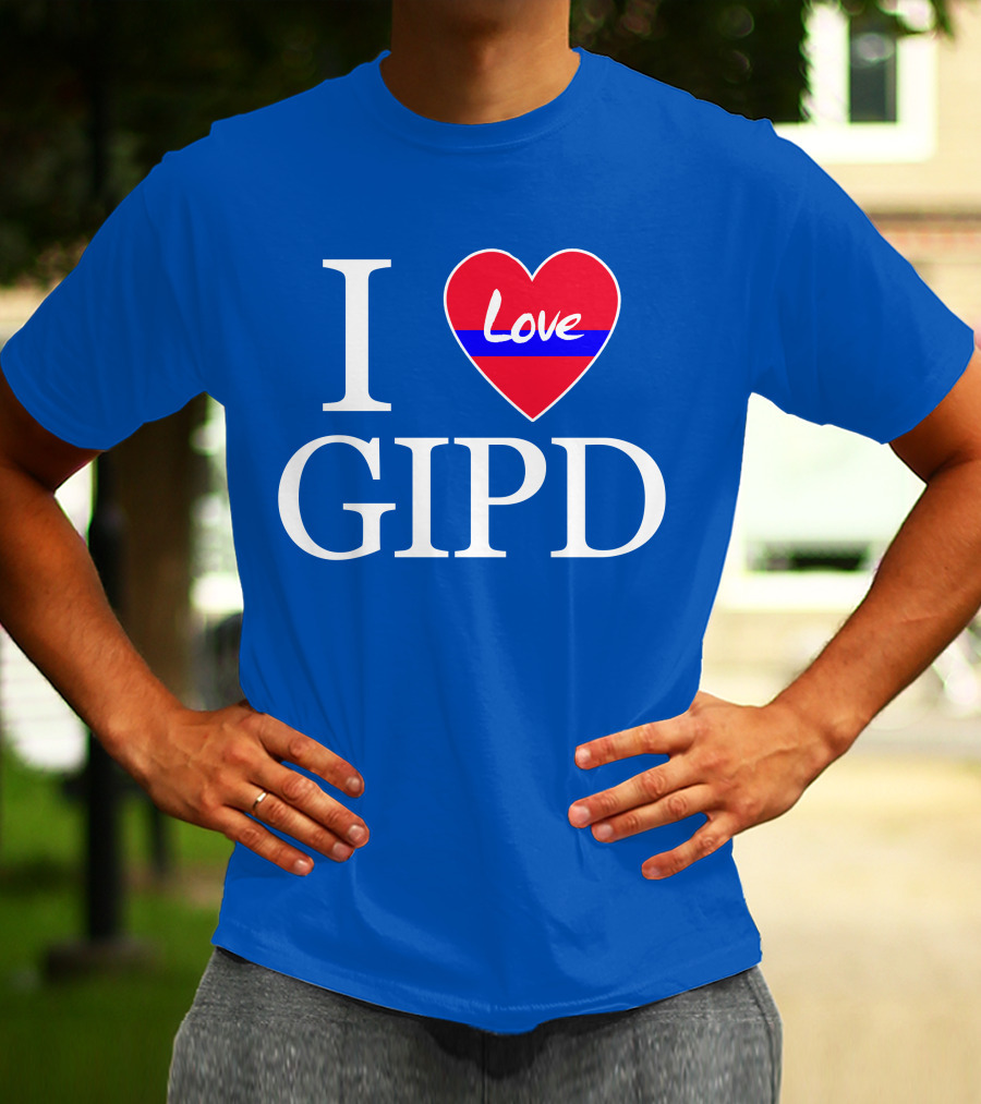 I Love GIPD Heart Symbol Blue Background T-Shirt