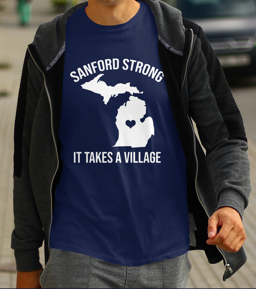 Sanford Strong It Takes A Village Michigan Map Heart T-Shirt
