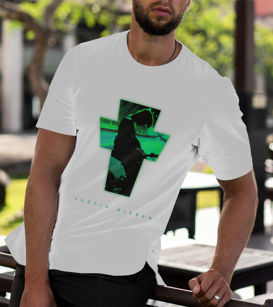 Justin Bieber Cross Silhouette Neon Green T-Shirt