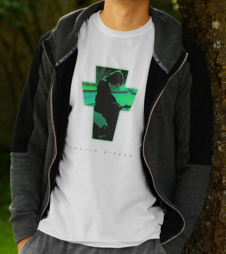Justin Bieber Cross Silhouette Neon Green T-Shirt