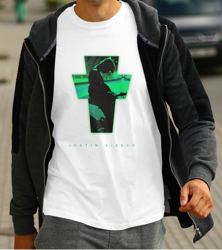 Justin Bieber Cross Silhouette Neon Green T-Shirt