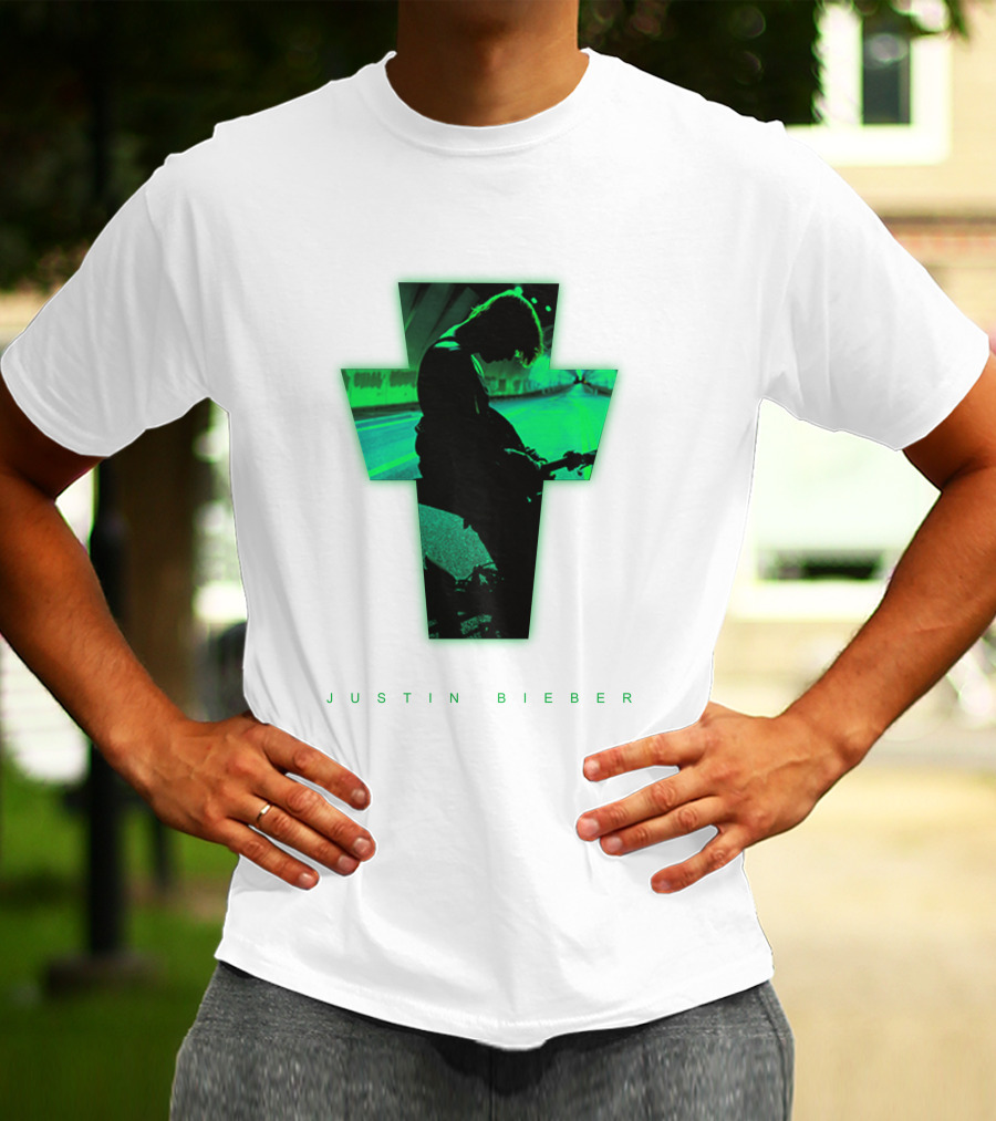 Justin Bieber Cross Silhouette Neon Green T-Shirt
