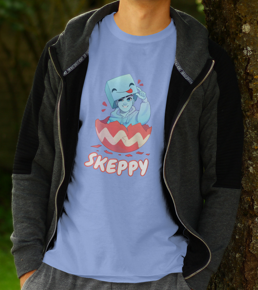 Skeppy Easter Merch Skeppy Egg Character In Red Cracked Shell T-Shirt