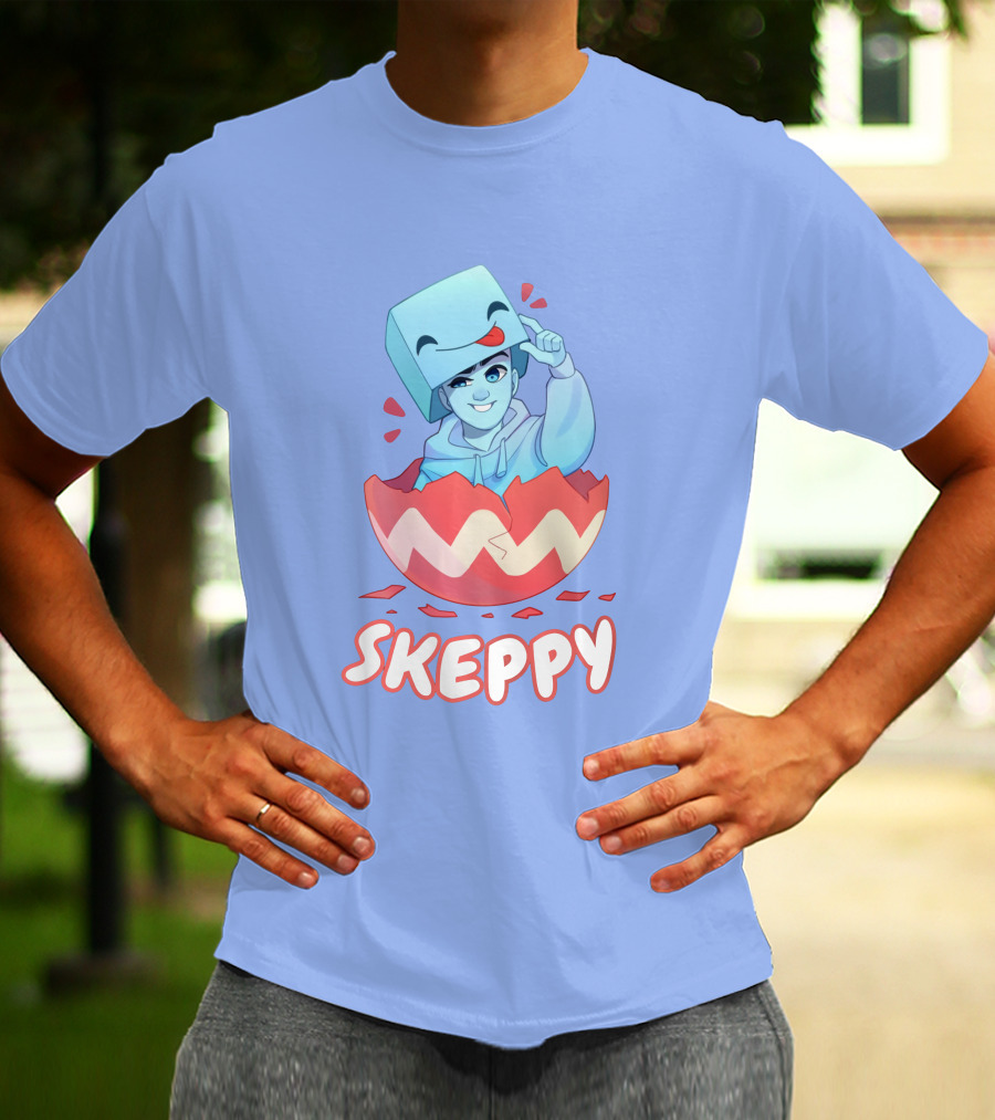 Skeppy Easter Merch Skeppy Egg Character In Red Cracked Shell T-Shirt