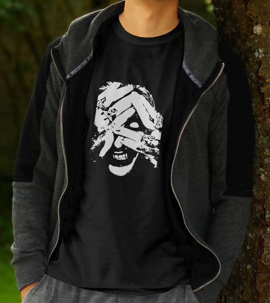 Jake E Munro Grin Eyes Covered Hands T-Shirt