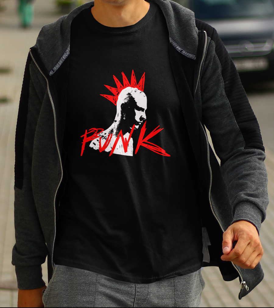 Blonde Don Punk MachineGunKelly Mohawk Red Spikes T-Shirt