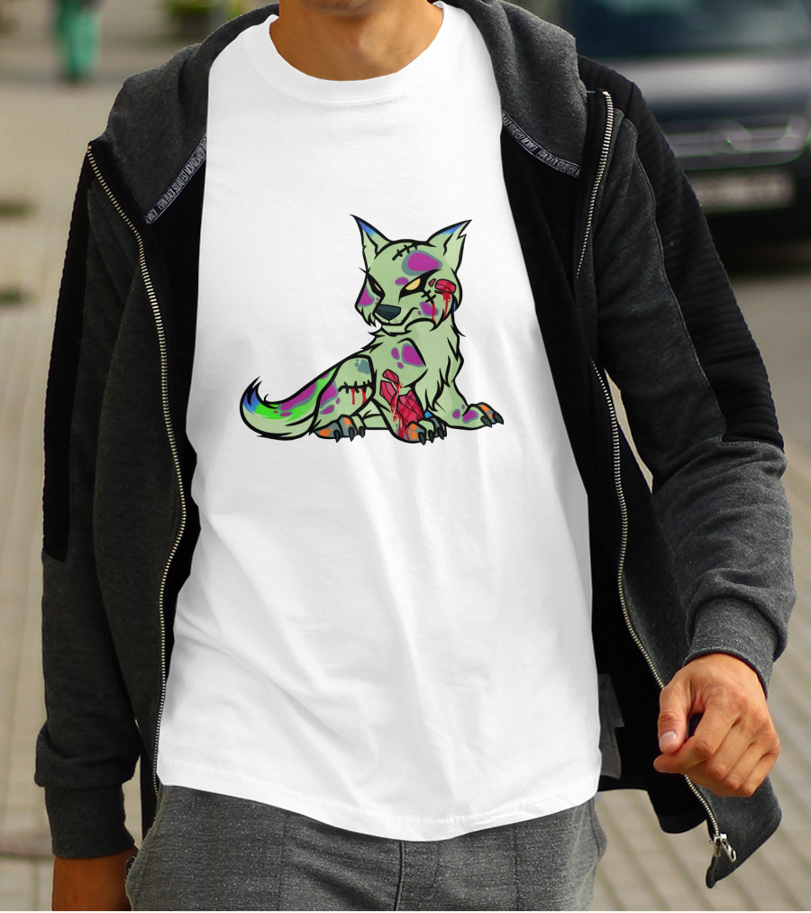 Psycho-Wolfpack 1985 Neon Zombie Wolf T-Shirt