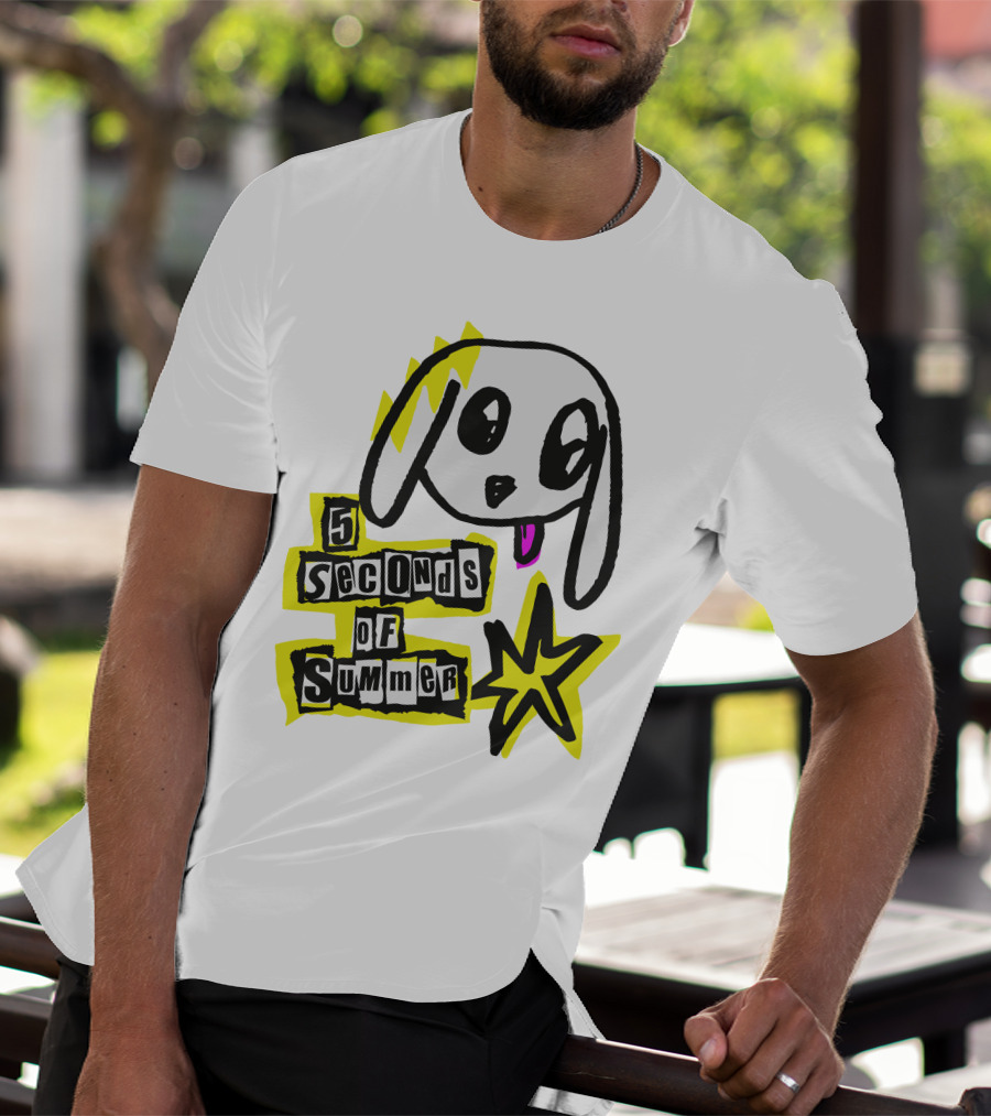 5 Seconds Of Summer 5SOS Merch Anarchy Dog With Star Punk T-Shirt