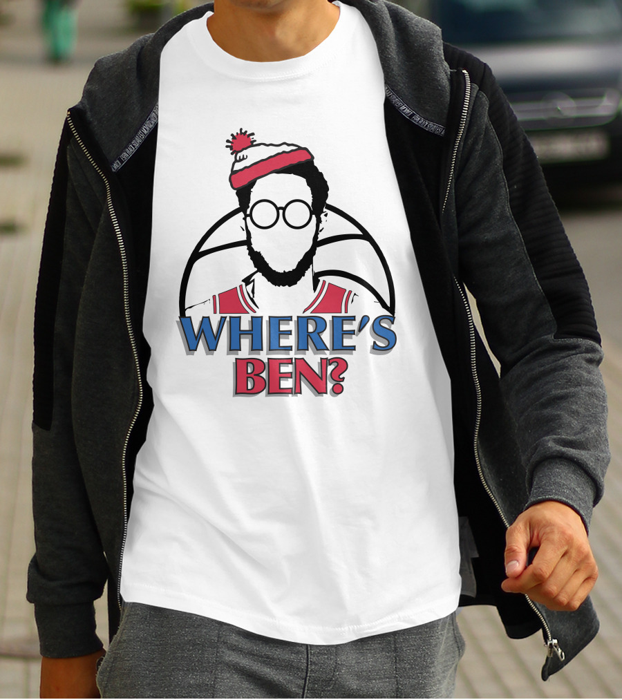 Philadelphia Where Is Ben Simmons Chickie And Pete’s In South Philly 94WIP Sports Radio Where's Ben Basketball T-Shirt