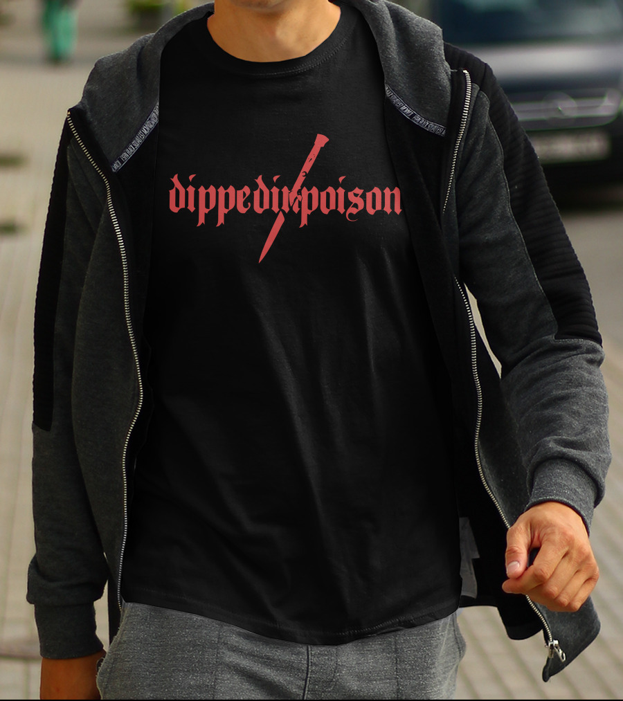 Dippedinpoison Merch Store Stiletto Poison Red Gothic Dagger T-Shirt