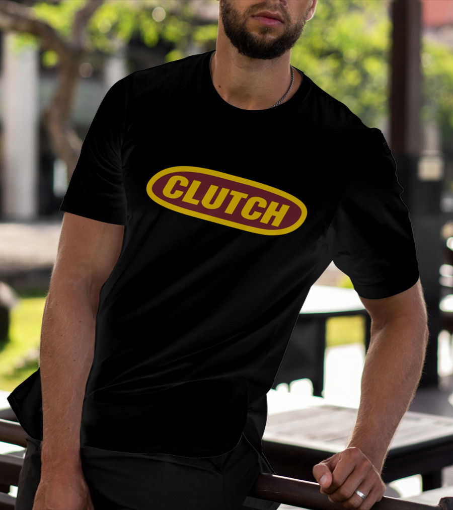 Shop Clutch Merch Store Clutch Logo Design Bold Oval Emblem T-Shirt