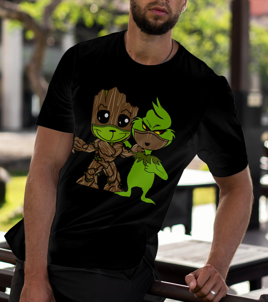 Groot Meets The Grinch Crossover Character Mashup T-Shirt
