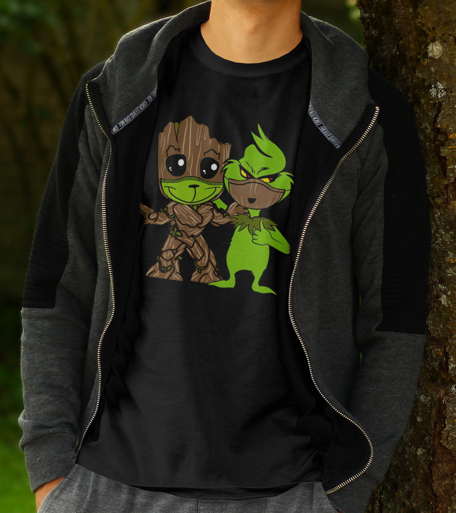Groot Meets The Grinch Crossover Character Mashup T-Shirt