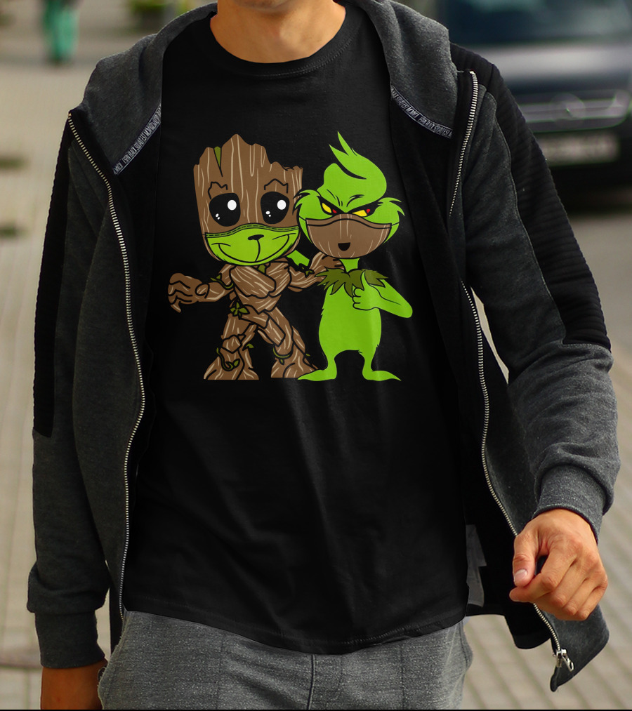Groot Meets The Grinch Crossover Character Mashup T-Shirt