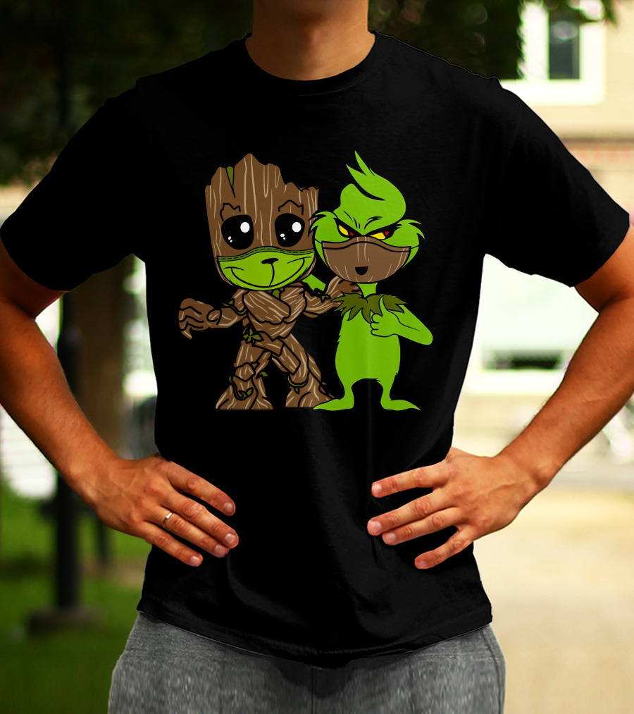 Groot Meets The Grinch Crossover Character Mashup T-Shirt