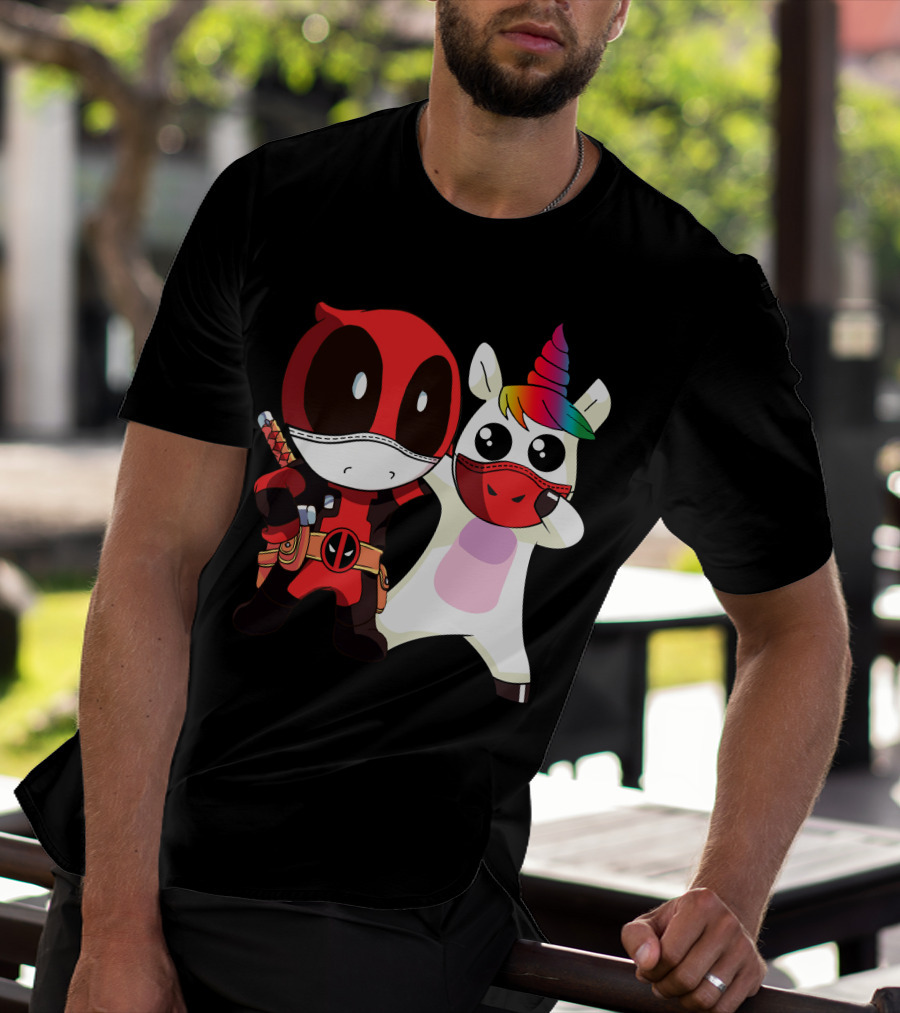 Deadpool Unicorn Rainbow Masked Duo Adventure T-Shirt