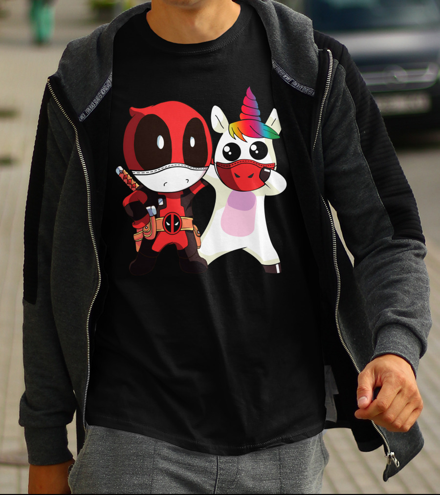 Deadpool Unicorn Rainbow Masked Duo Adventure T-Shirt