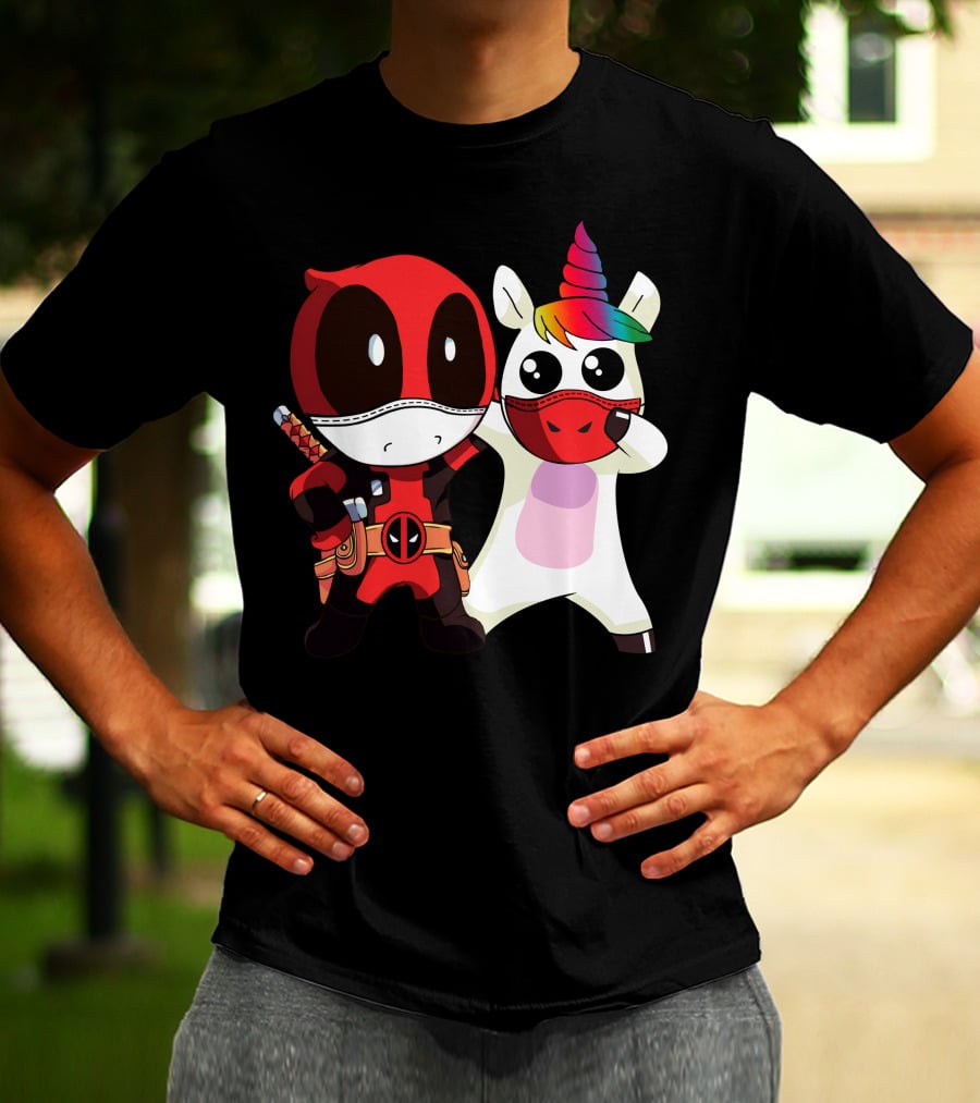 Deadpool Unicorn Rainbow Masked Duo Adventure T-Shirt