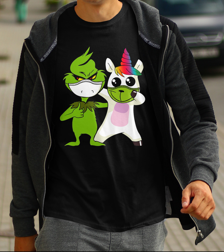 Grinch Unicorn Masked Duo Hugging Cute T-Shirt