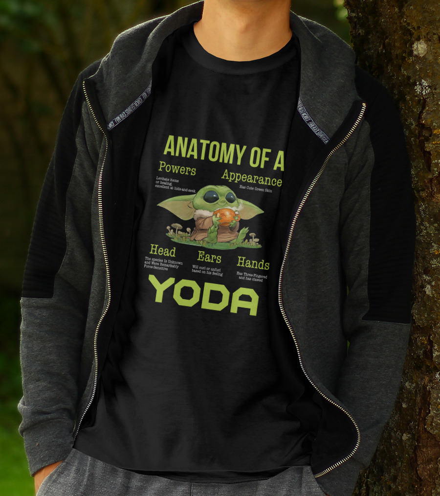 Anatomy Of A Yoda Powers Appearance Head Ears Hands Baby Yoda T-Shirt