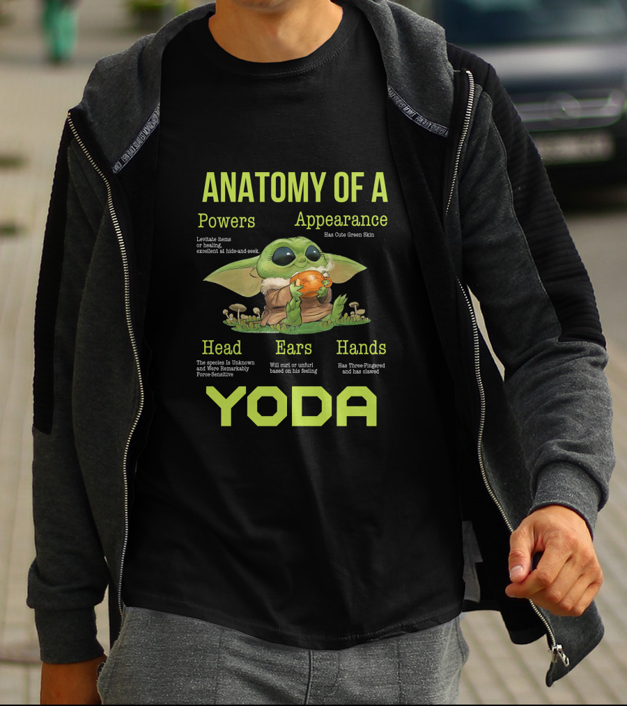 Anatomy Of A Yoda Powers Appearance Head Ears Hands Baby Yoda T-Shirt