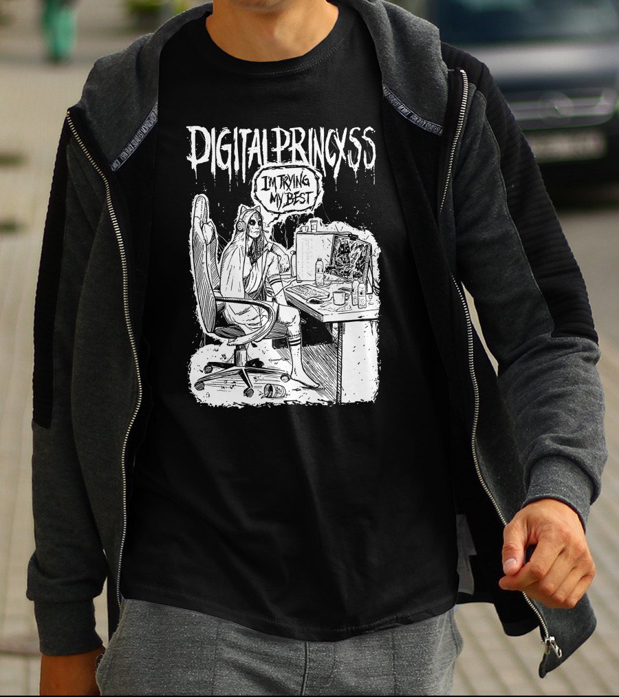 DIGITALPRINCXSS I'M TRYING MY BEST Gaming Setup T-Shirt