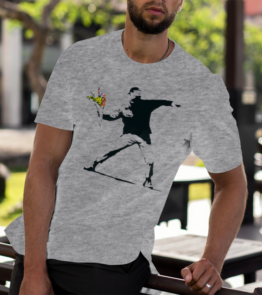 Banksy Flower Thrower Stencil T-Shirt